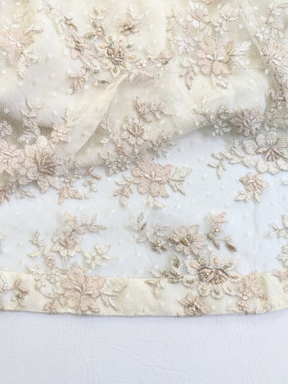 Vintage Handmade Short Lace Wedding Dress With Beading & Crystals Size S Ivory - Picture 9 of 17